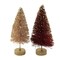 Bethany Lowe 4.25 In Jewel-Tone Mini Bottle Brush Christmas Decorative Tree Set , Christmas Decor Trees Glittered Gold